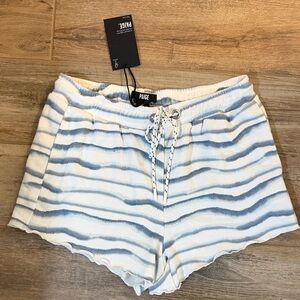 PAIGE Women's Athletic Shorts - Cream and Gray Stripes